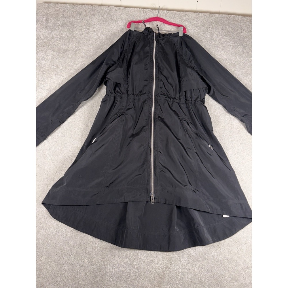 Athleta Jacket Womens S Black Drip Drop Hooded Full Zip Drawstring Rain Coat - Picture 6 of 12
